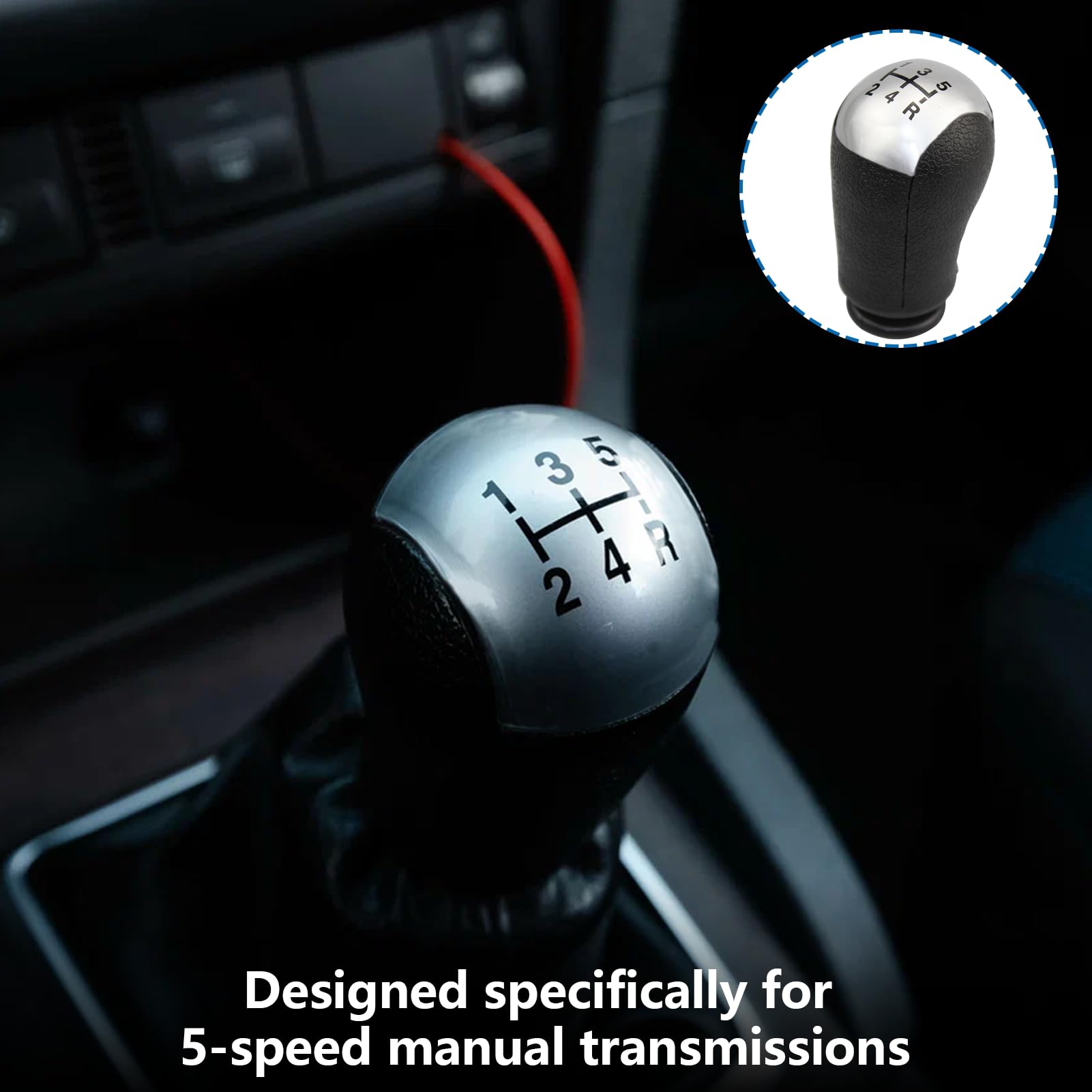 gsgfuis Pomo de la Palanca de Cambios 5 Velocidades MT, Perilla de Cambio Manual, Pomo Cambio de Marchas para Focus 2005-2012, Mondeo MK3 2000-2007, S-MAX 2006-2010, C-MAX 2003-2008 — view 2