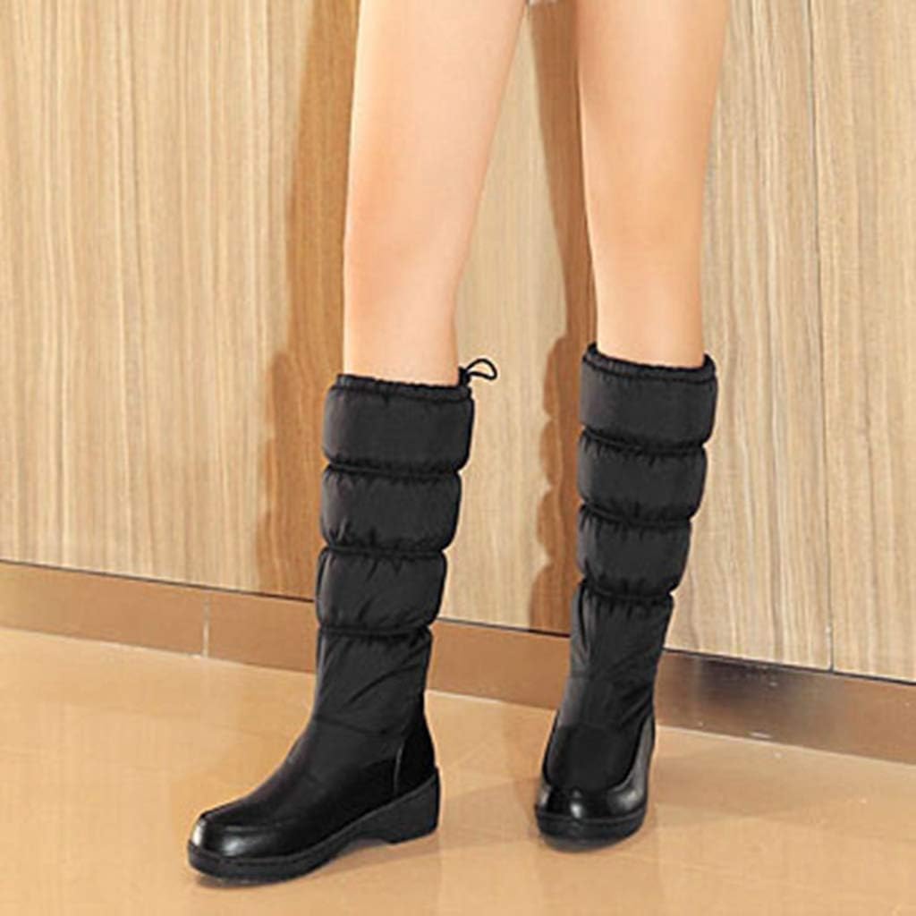 Women's Winter Mid Calf Rain Snow Boots Waterproof Fur Lined Elastic Platform Cold Weather Snow Boot