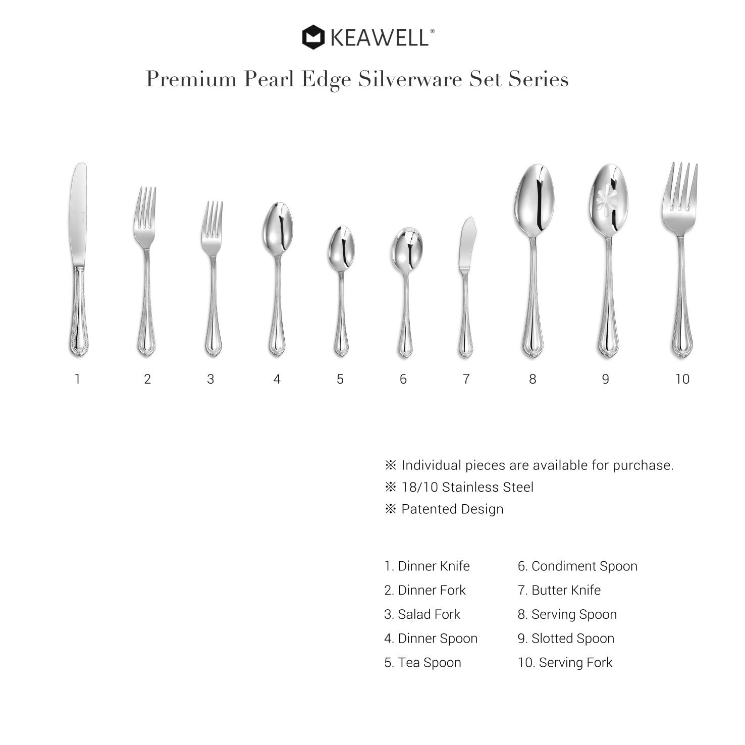 KEAWELL Premium Pearl Edge 4-Piece 8-Inch Fork Set (4, 8" Dinner Forks) — Amazon image 9