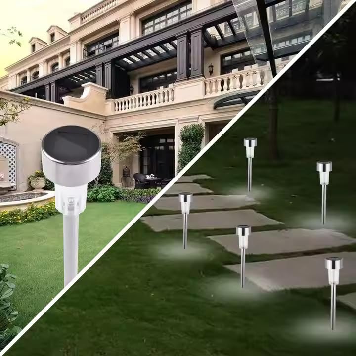 Image of Pack 10 Best Solar Landscap Light Garden Lights Waterproof, Stainless Steel LED Landscape Lighting Outdoor Solar Lights for Yard, Pathway, Walkway, Patio, Lawn (Warm Yellow)