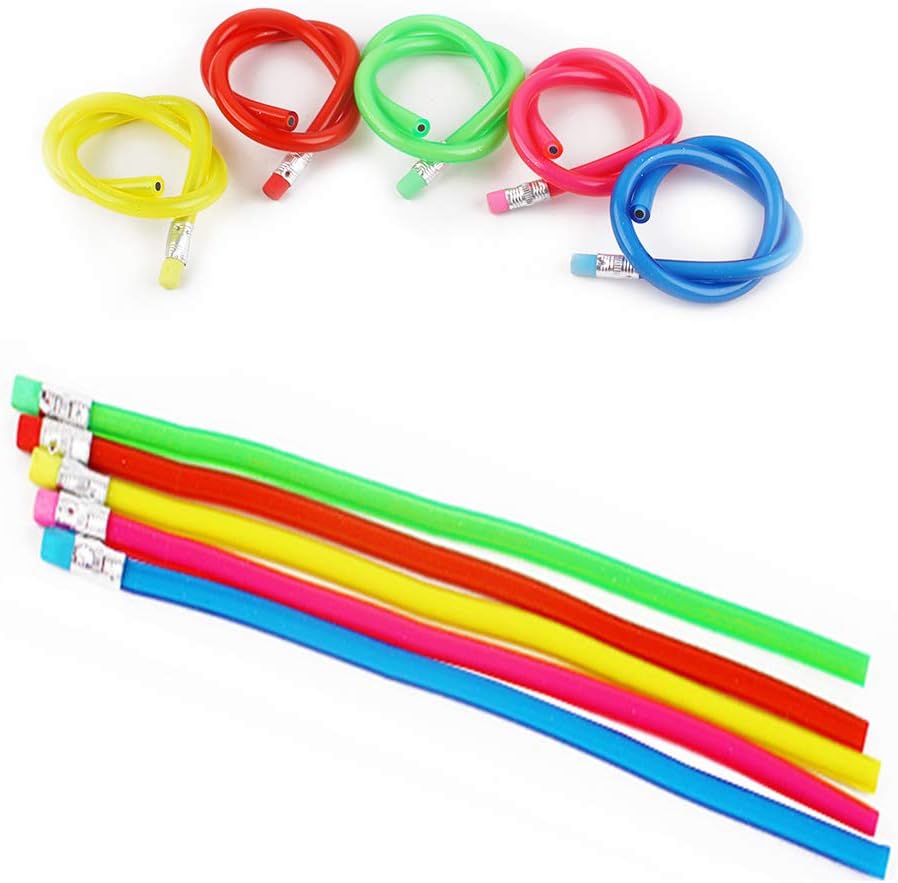 30 Pcs Colorful Flexible Pencils Magic Bendy Soft Pencil with Eraser Writing Gift for Kids Children School Fun Equipment