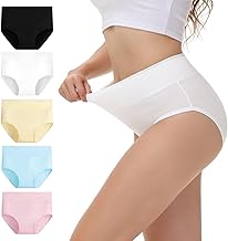 Women's Underwear Women Cotton Pack of 5 Tummy Control Briefs High Waist Breathable Waist Briefs Panties