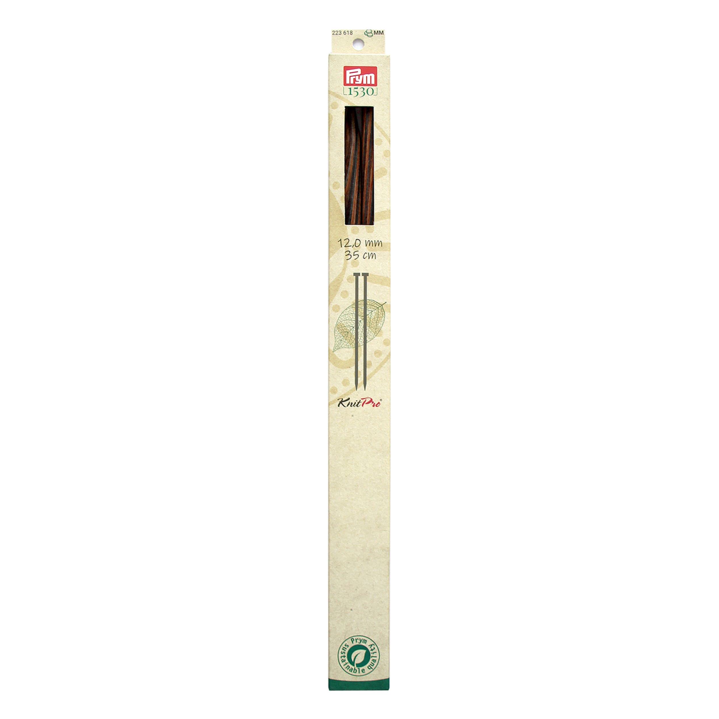 Prym 35 cm x 12 mm Single Pointed Knitting Pins with Knob, Natural
