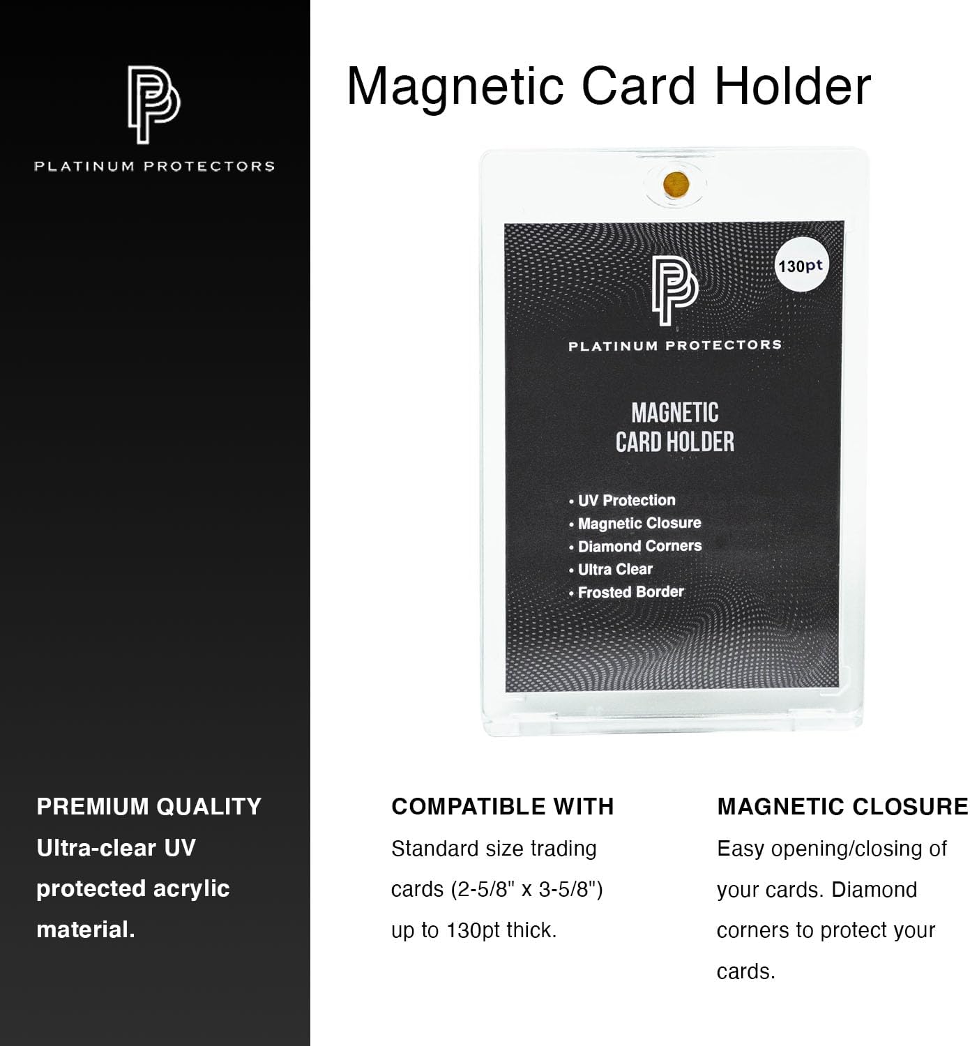 Magnetic Card Holder for 130pt Trading Cards (100 Pack) One Touch Case with Ultra Clear UV Protection