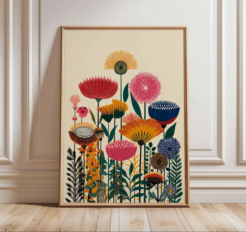 Œuvre d'art florale vibrante Rumlly cadre intérieur pour déco murale tendance