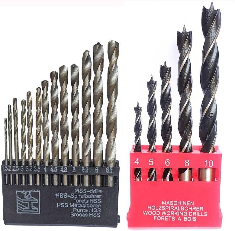Inditrust 18pc High Speed Steel Drill Bit Set, Straight, Black Oxide Finish, Wood