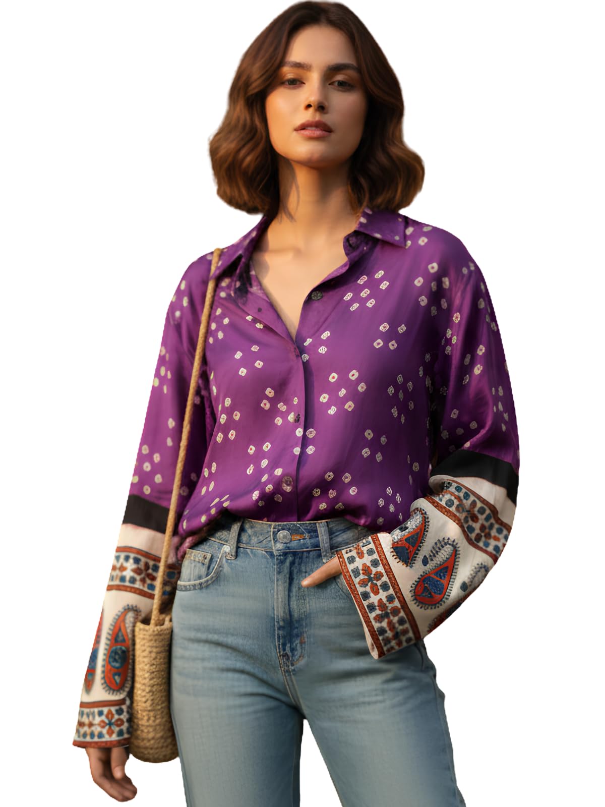 Women Printed Formal Shirt | Stylish Office Top | Casual Full Sleeve Shirts | Trendy Summer Tops | Smart Casual Printed Top for Women's | French Crep Button Down Modern Fit-image-28