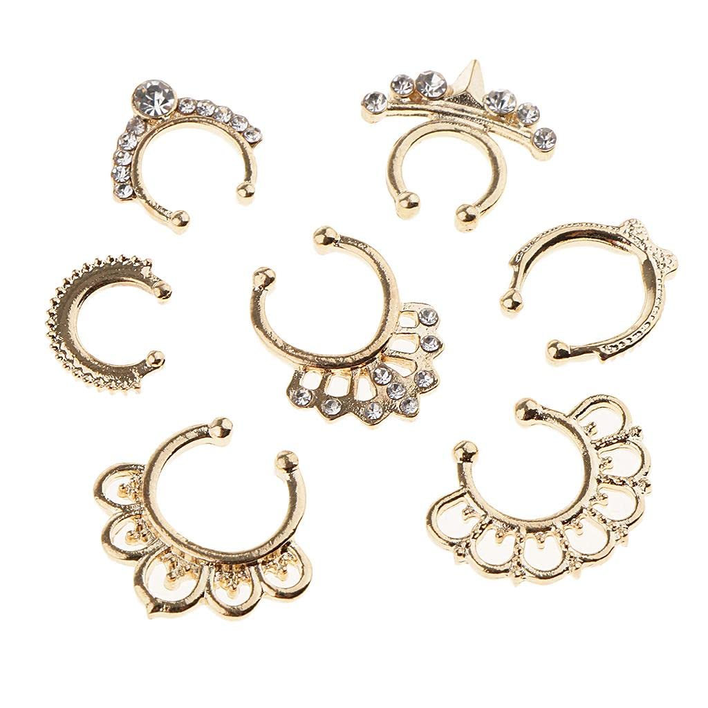 LOOM TREE 21 Pieces Crystal Fake Septum Clicker Nose Ring Non-piercing Gold (B09ZTS9P8T) Amazon Price History, Amazon Price Tracker