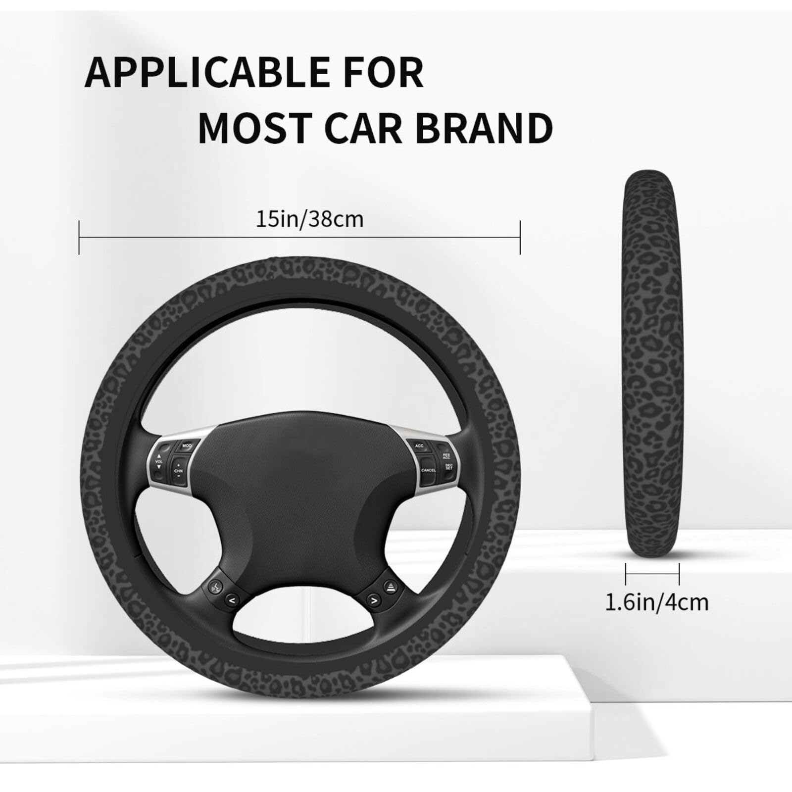Dolyues Fundas Para Volante De Coche Con Patrón De Leopardo Negro Rosa