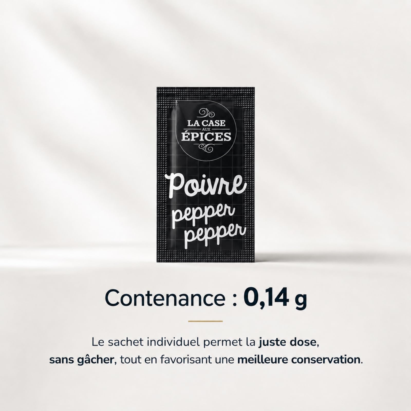 LA CASE AUX EPICES - 500 sachets de poivre - Doses individuelles 0,14 g | Poivre en dosettes - Idéal restauration, traiteur, hôtel, food truck, repas à emporter - Pratique et hygiénique - à déguster