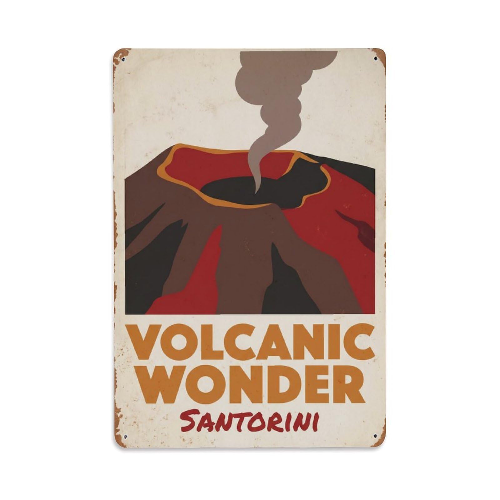 Gead 8X12inch Style Vintage Travel Santorini Volcanic Wonder Metal Tin Sign