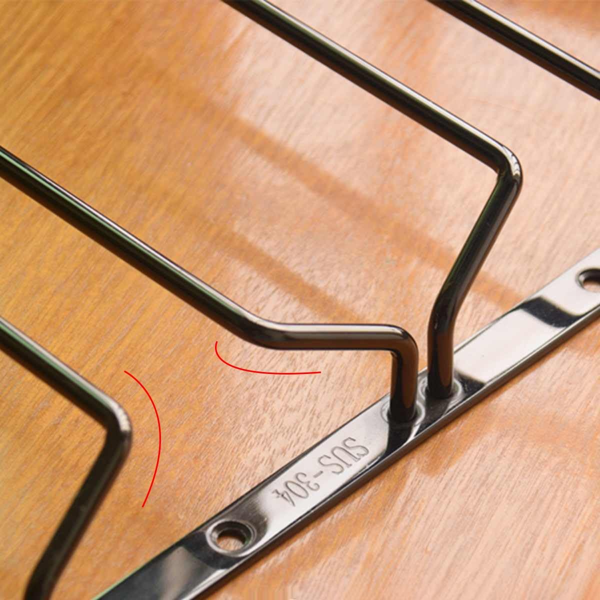 Portabicchieri da vino sospeso sotto il mobile, porta calici in metallo nero rustico da 30/40/50 cm, Mantieni i Bicchieri Asciutti, con viti(3 Row 30cm)