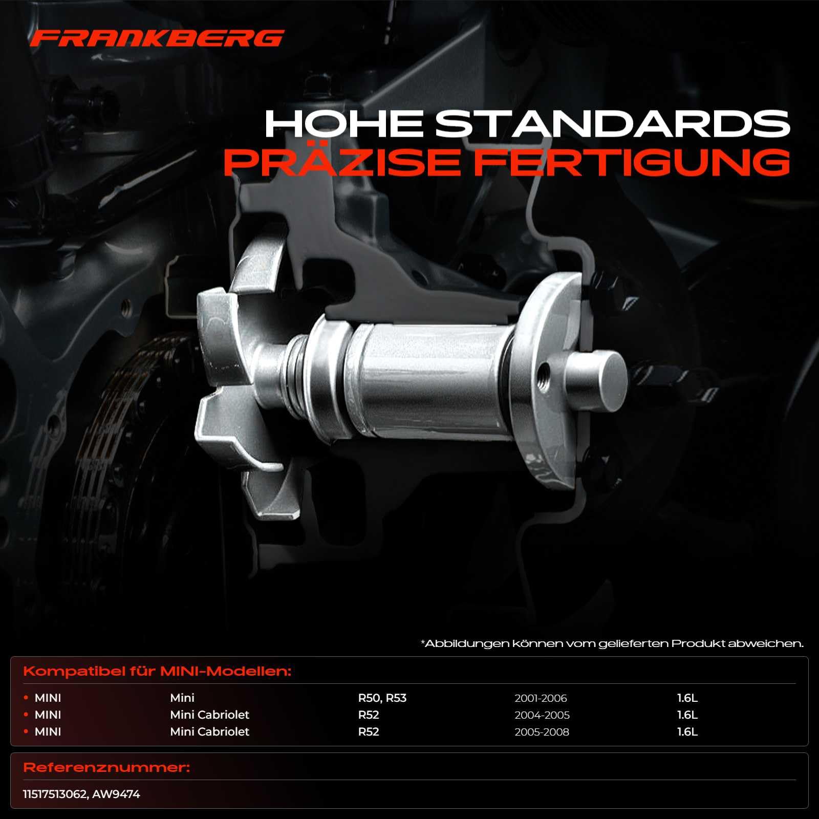 Frankberg Wasserpumpe Kompatibel mit M.i.n.i Cooper R50 R53 1.6L 2001-2006 M.i.n.i One Cabriolet R52 1.6L 2004-2007 M.i.n.i One R50 R53 1.6L 2001-2006 Replace# 11517513062