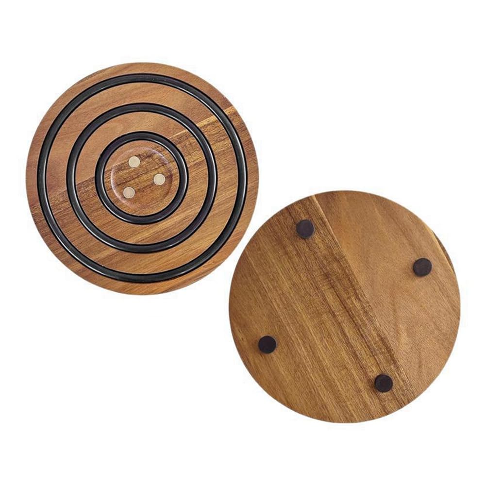 CTRLZS Magnetic Pot Coaster - Wood Trivet with Silicone Rings for Hot Pots, Pans & Dishes