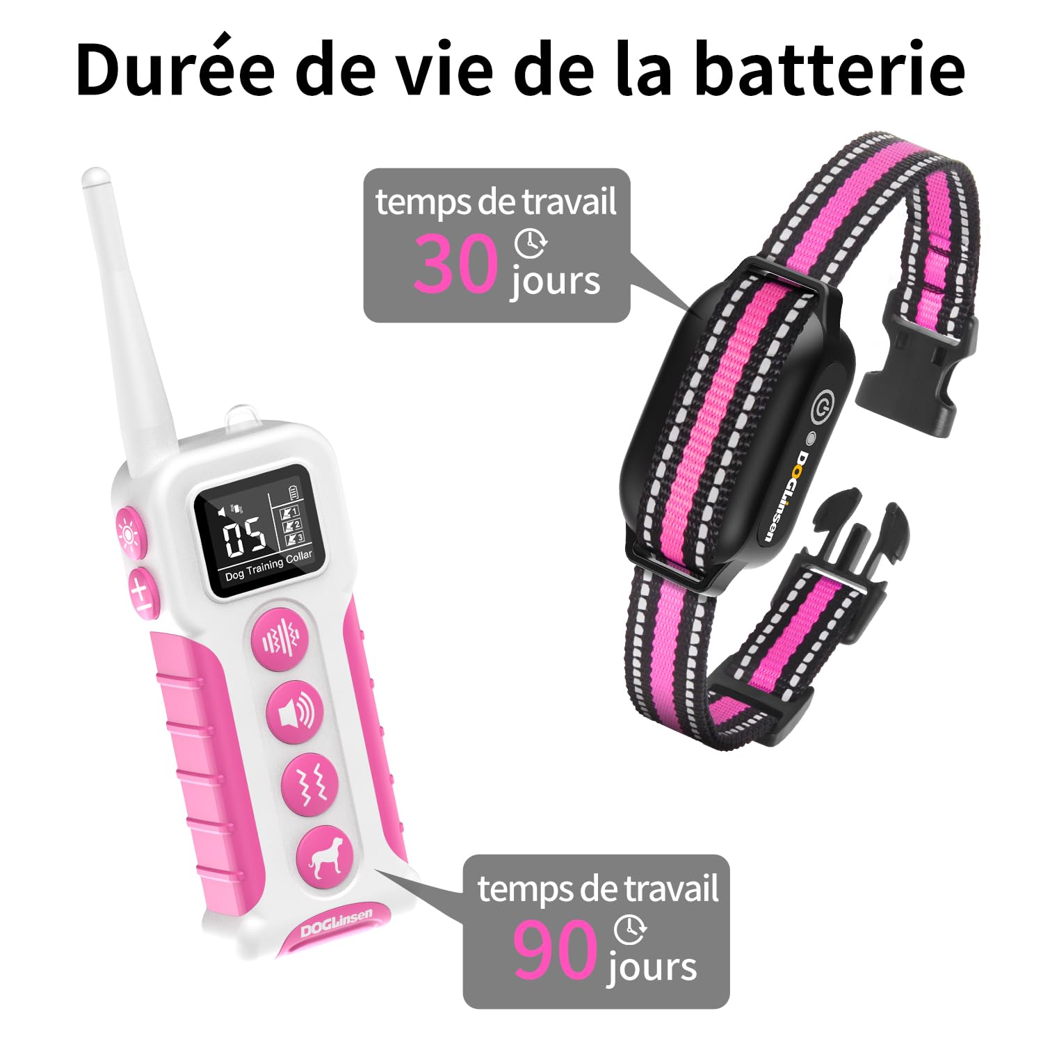 Collier de Dressage pour Chiens, Collier Vibrant pour Chien sans Choc, Portée 1000m, Étanche IP67, Batterie Longue Durée avec Adapté pour Chien Petit, Moyen et Grand