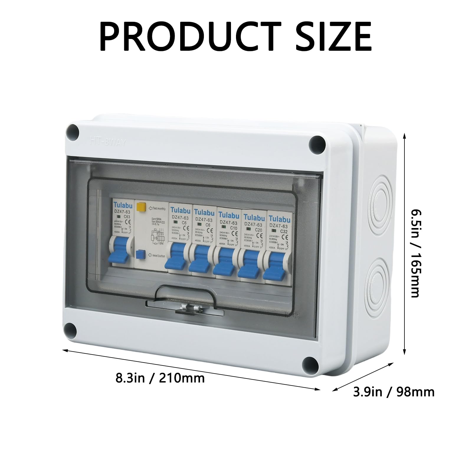 8 Way Miniature Circuit Breakers 220V 40A, IP66 for Indoor/Outdoor — Amazon image 6