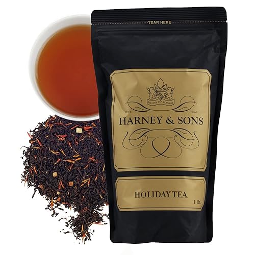 Harney & Sons Té navideño con sabores cítricos, clavo, canela y almendras 16 onzas de té negro suelto