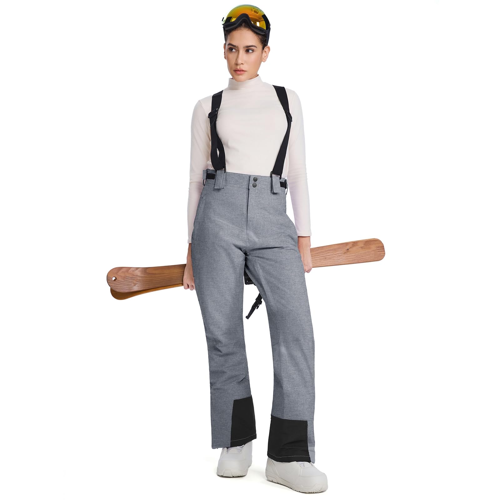 HOTIAN Pantalones de esquí para mujer impermeables resistentes al viento desmontables térmicos