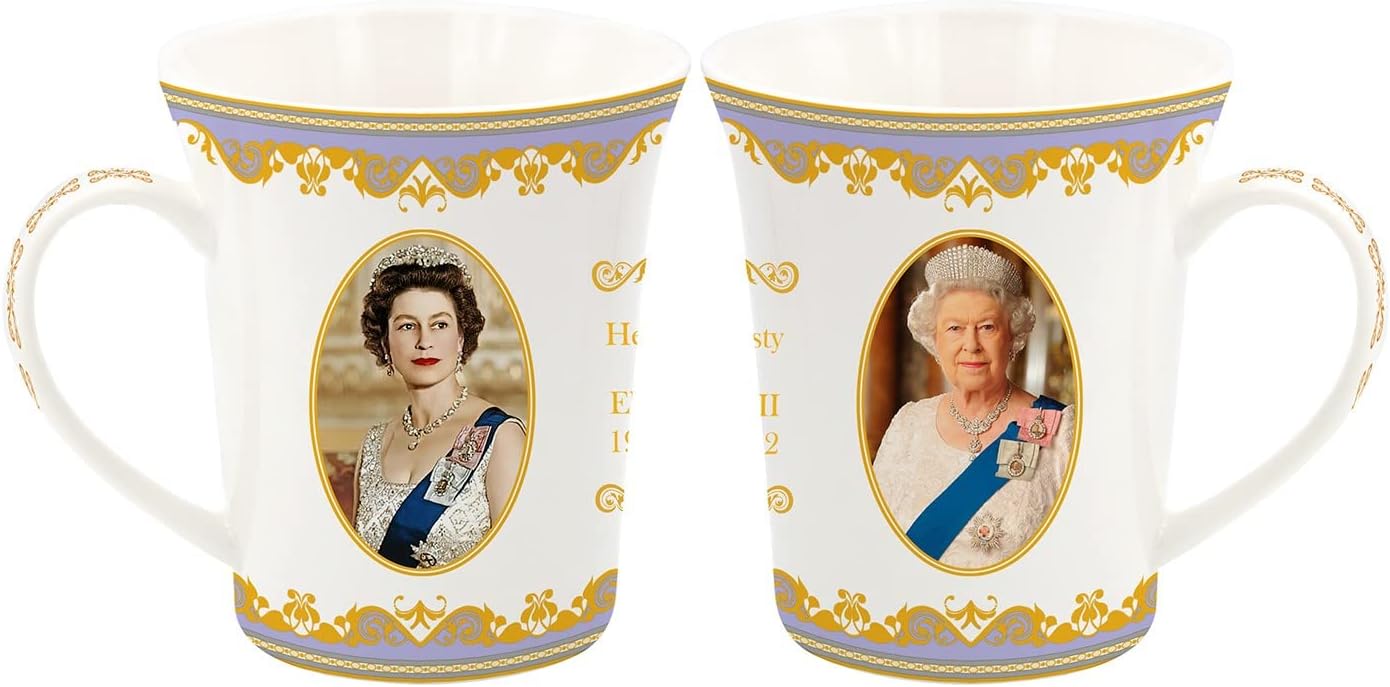 The Leonardo Collection Her Majesty Queen Elizabeth II Set of 2 Mugs, White, LP18204