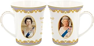 The Leonardo Collection Her Majesty Queen Elizabeth II Set of 2 Mugs, White, LP18204