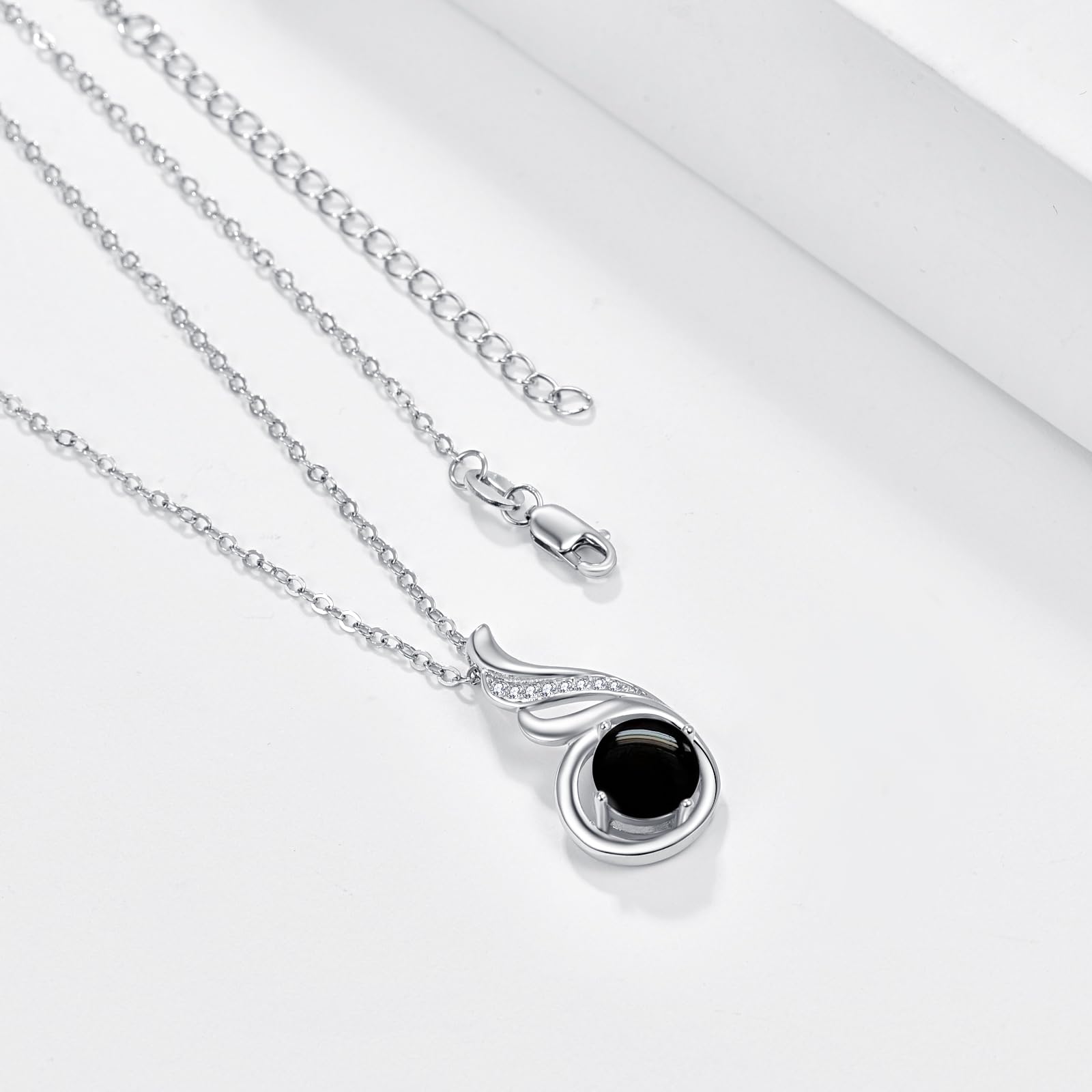 TANGPOET Edelstein Anhänger Kette für Damen Frauen Silber 925 Rundstein Tränen Halskette Schmuck Geschenke für Geburtstag Muttertag Weihnachten Abschluss Jahrestag