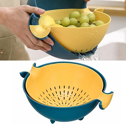 Cesta de lavado de cocina colador de drenaje de cocina - Colador de plástico multifuncional, colador de cocina verde grande