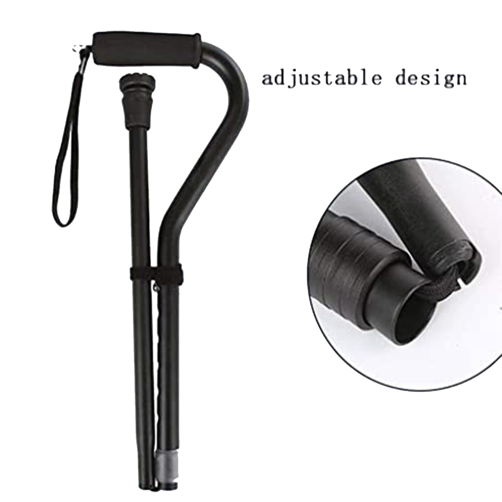 Asiento de bastón plegable portátil, silla combinada de bastón ajustable en altura de aluminio, bastón de 3 patas, bastón de senderismo ajustable con luz LED, unisex para personas mayores, luz para