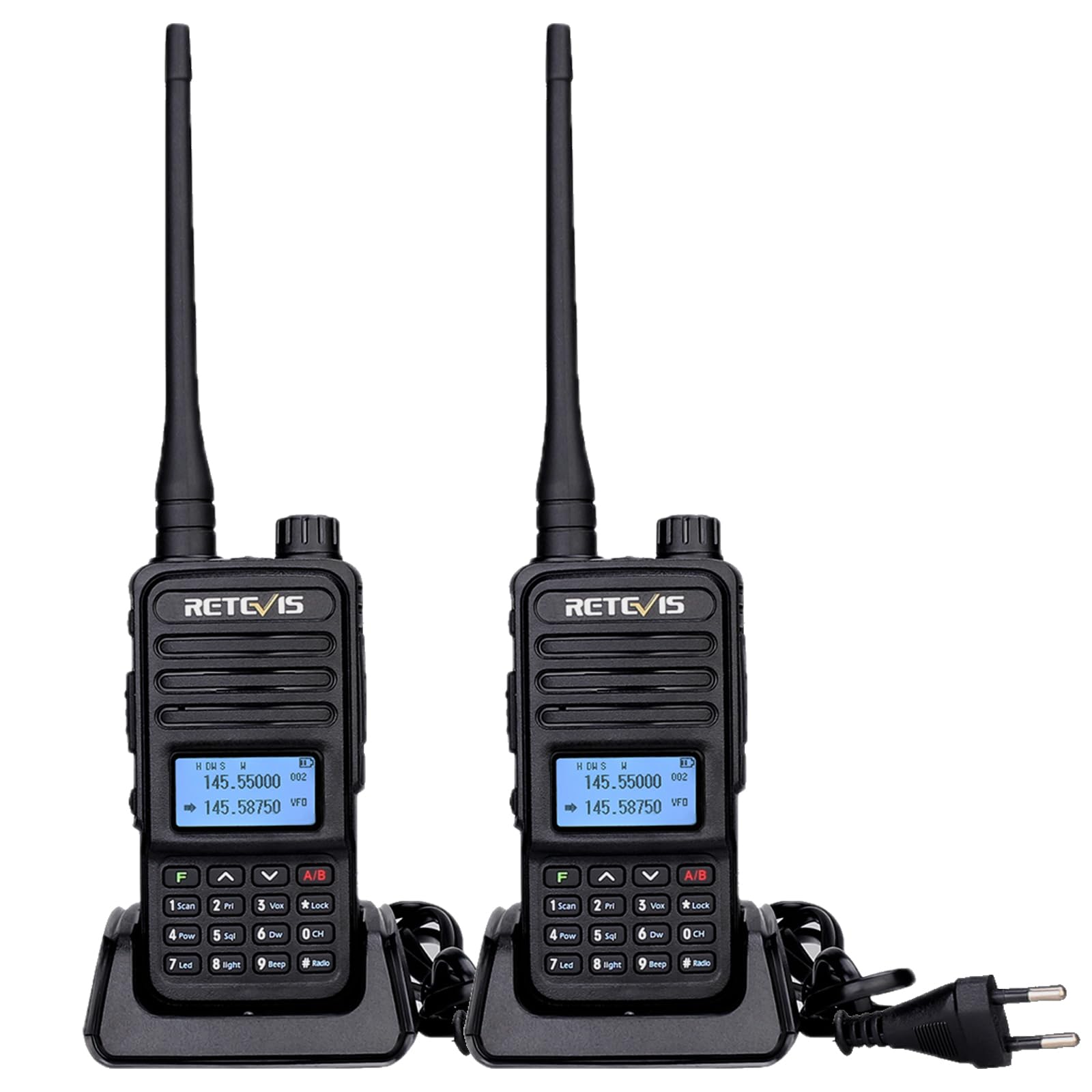 Retevis RT85 Emisora Doble Banda, Walkie Talkie Profesional (2 Piezas) | 1750Hz, 200 Canales DTMF FM Radio, Llamada de Emergencia, Largo Alcance Emisora 1400mAh para Caza, Senderismo