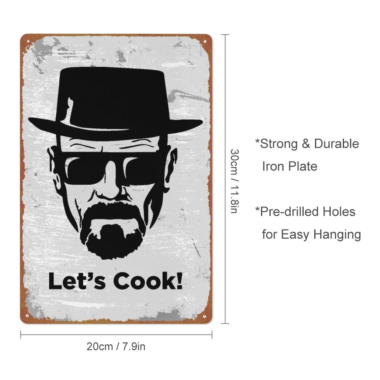 Poster In Metallo Heisenberg 20x30 Cm | Targa Retrò Con Scritta 'Lets Cook' | Decorazione Parete Per Cucina O Bar