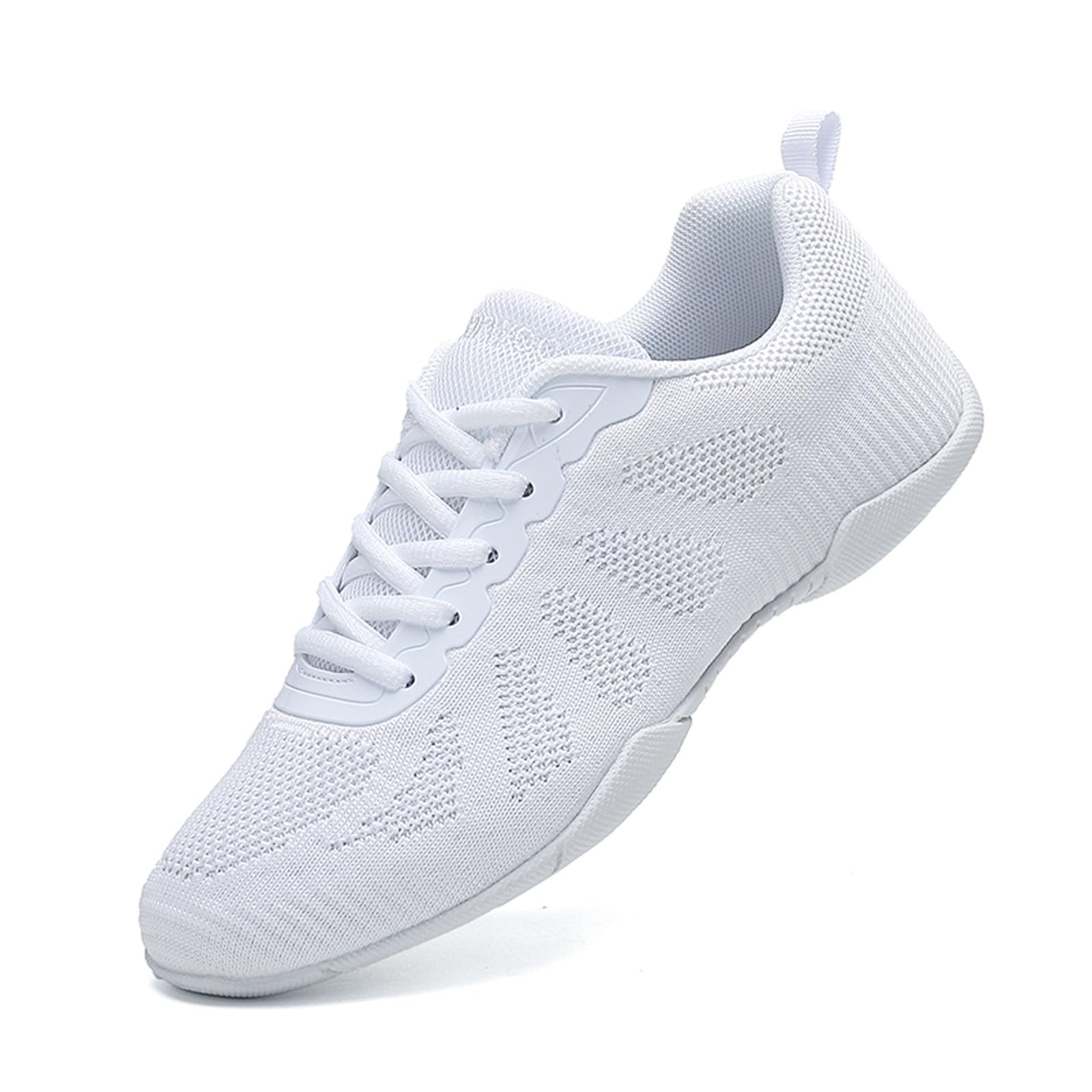 SECHRITE Cheerleading Cheer Schuhe Damen Mädchen Tanz Turnschuhe Dance Sneaker Weiß Jazz Tanzschuhe Yoga Training Aerobic Schnürschuhe Weiß 33 EU