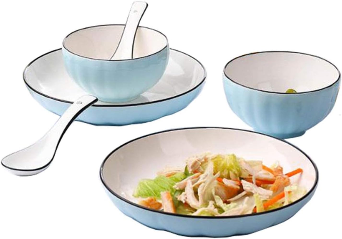 Amazon.co.jp: Giawkca 食器セット カレー皿*2 スプーン*2 碗*2 6点 