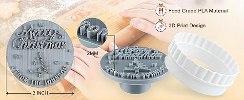 Miniatura 5 de 2023 Custom Christmas Cookie Stamp Set - Personalize Your Name with 3D Printing Great for holiday baking and gift giving