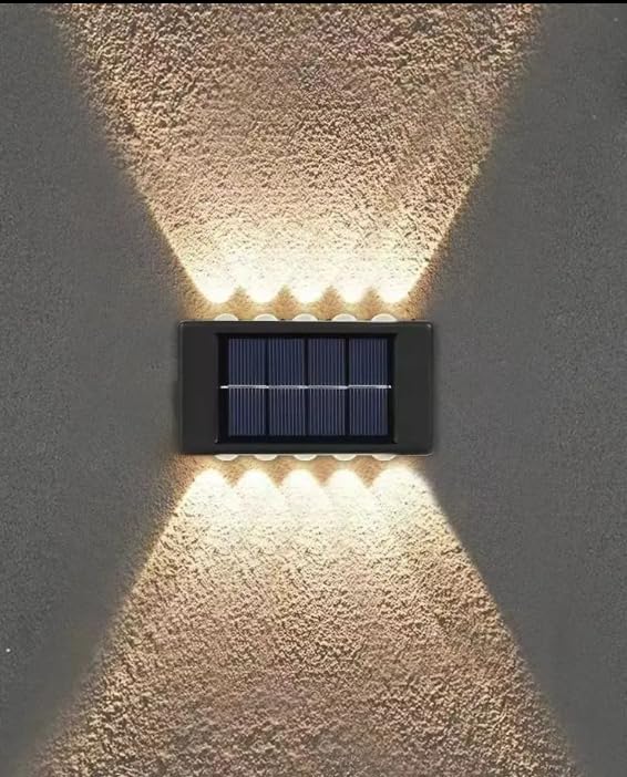 CARTER ENERGYCARTER ENERGY ABS 5X2 10LED Solar Wall Light | Up & Down Wall Lights | Modern Light for Outdoor & Indoor | Balcony/Garden Decoration Lighting | Good Quality Exterior Light Fixture | Pack of 1 |