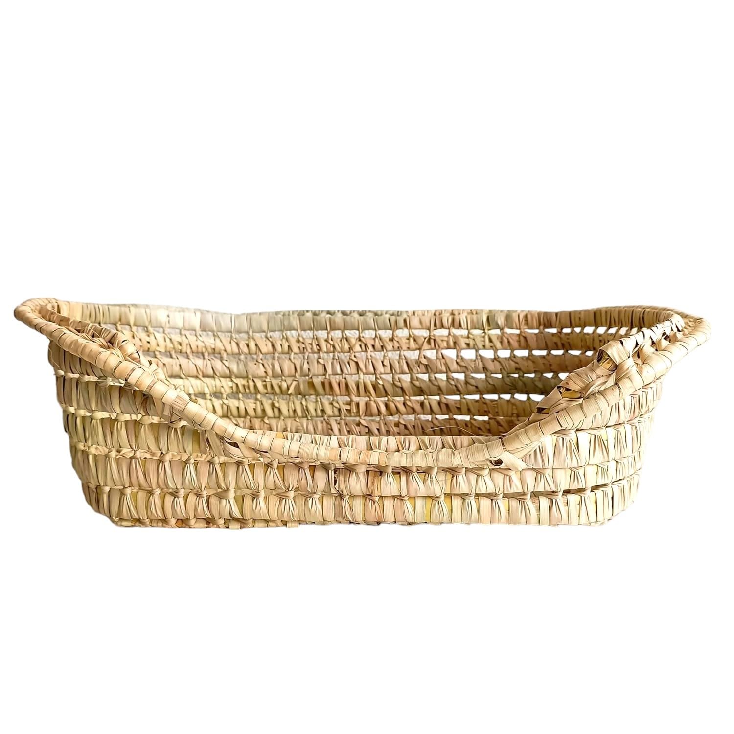 COSHANO Cesta Cama para gatos y Perros en Palma Trenzada. Moisés para Animales Mascotas. Cama para gatos de Mimbre. Fabricado a Mano Cada Cama es Unica (60x48x16 Marron)