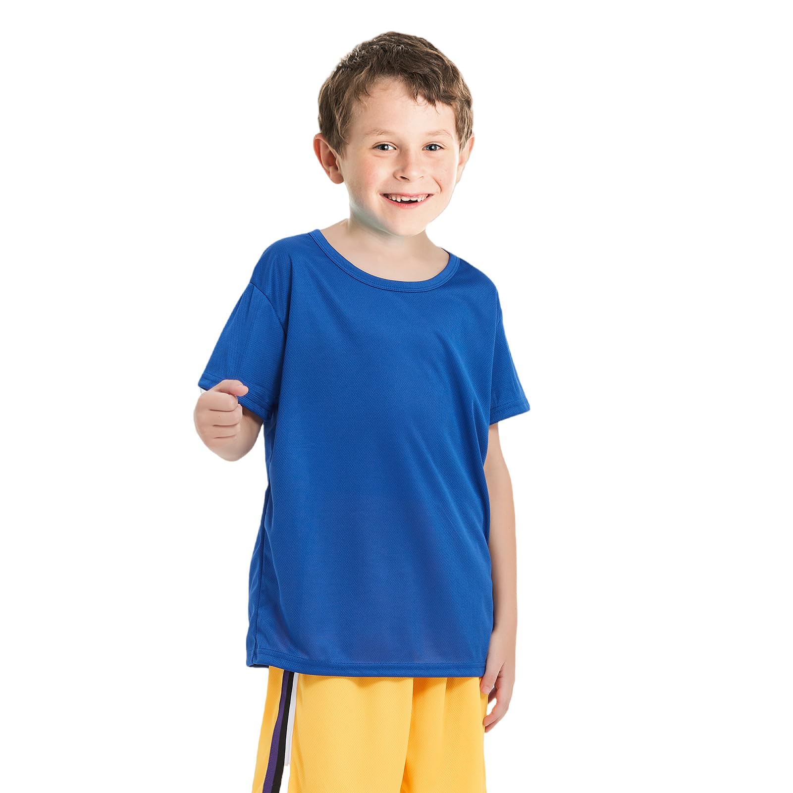Paquete de 8 camisetas de malla atléticas de secado rápido para niños y jóvenes, de manga corta, absorben la humedad, camisetas activas (edad 4-18)