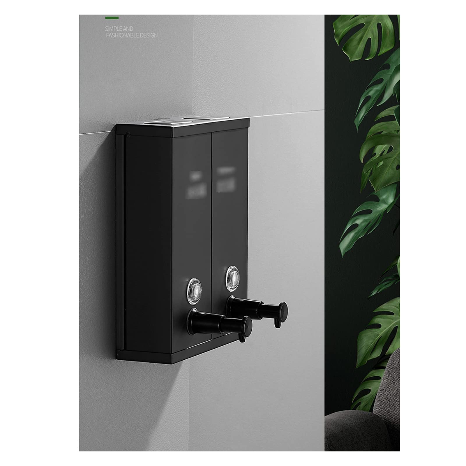 Dosificador Jabon Moda de acero inoxidable Montado en la pared Dispensador de jabón SHAMPOO ACONDICIONADOR DE ACONTEZADOR DE JABÓN HOSPITAL DE LA FAMILIA CAPACIDAD NEGRO NEGRO 1200ml / 42.3oz dispensa