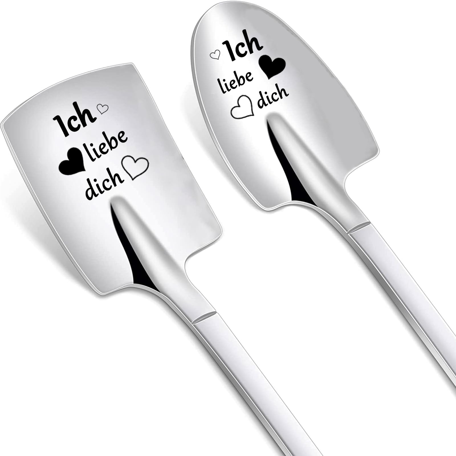 DIKARIYA Jahrestag Geschenk für Ihn, 2er Eislöffel mit Gravur Ich Liebe Dich Geschenk für Frauen, Hochzeitstag Geschenke für Männer, Liebeslöffel Lieblingsmensch Geschenke für Sie Freundin Freund Mann