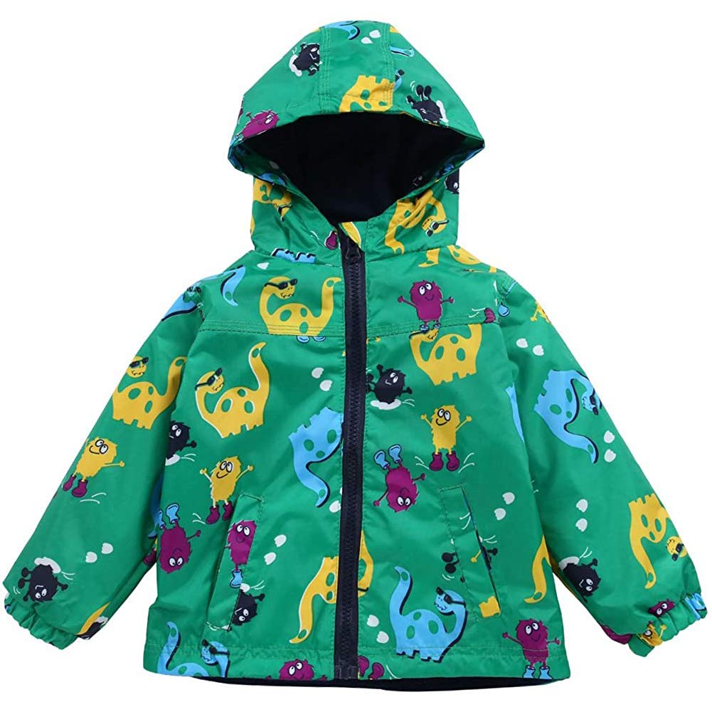 LZH Bambini Impermeabile Ragazzi Giacca con Cappuccio Dinosauro Cappotto + Pantaloni Set