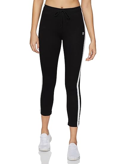Women's Black Color Striped Track Pant