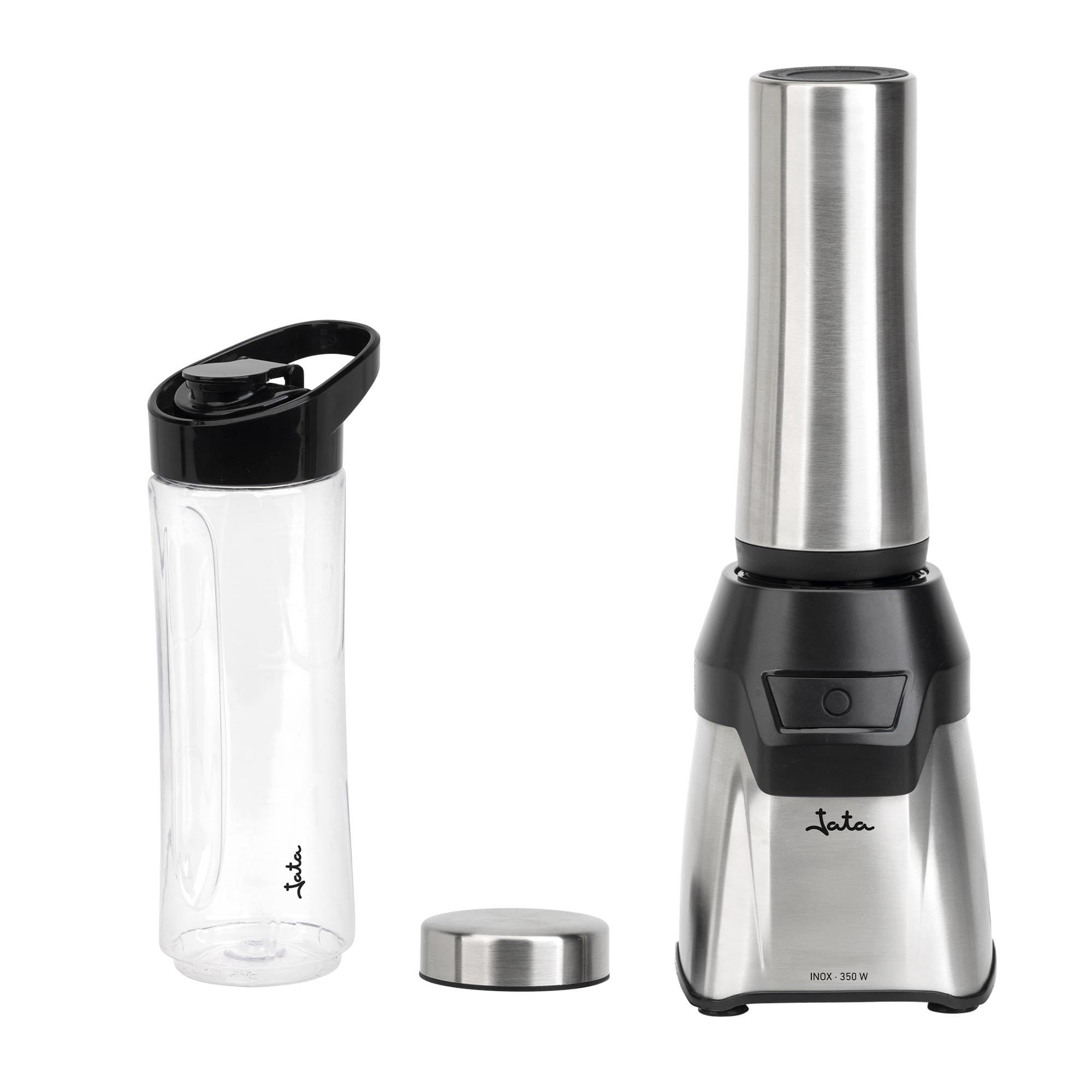 JATA JEBT1011 - Batidora de Vaso Individual 350 W, con 2 Botellas: Botella Deportiva Tritan 600 ml y Botella Termo Inox 435 ml, 4 Cuchillas Extraíbles, para Smoothies y Batidos, sin BPA