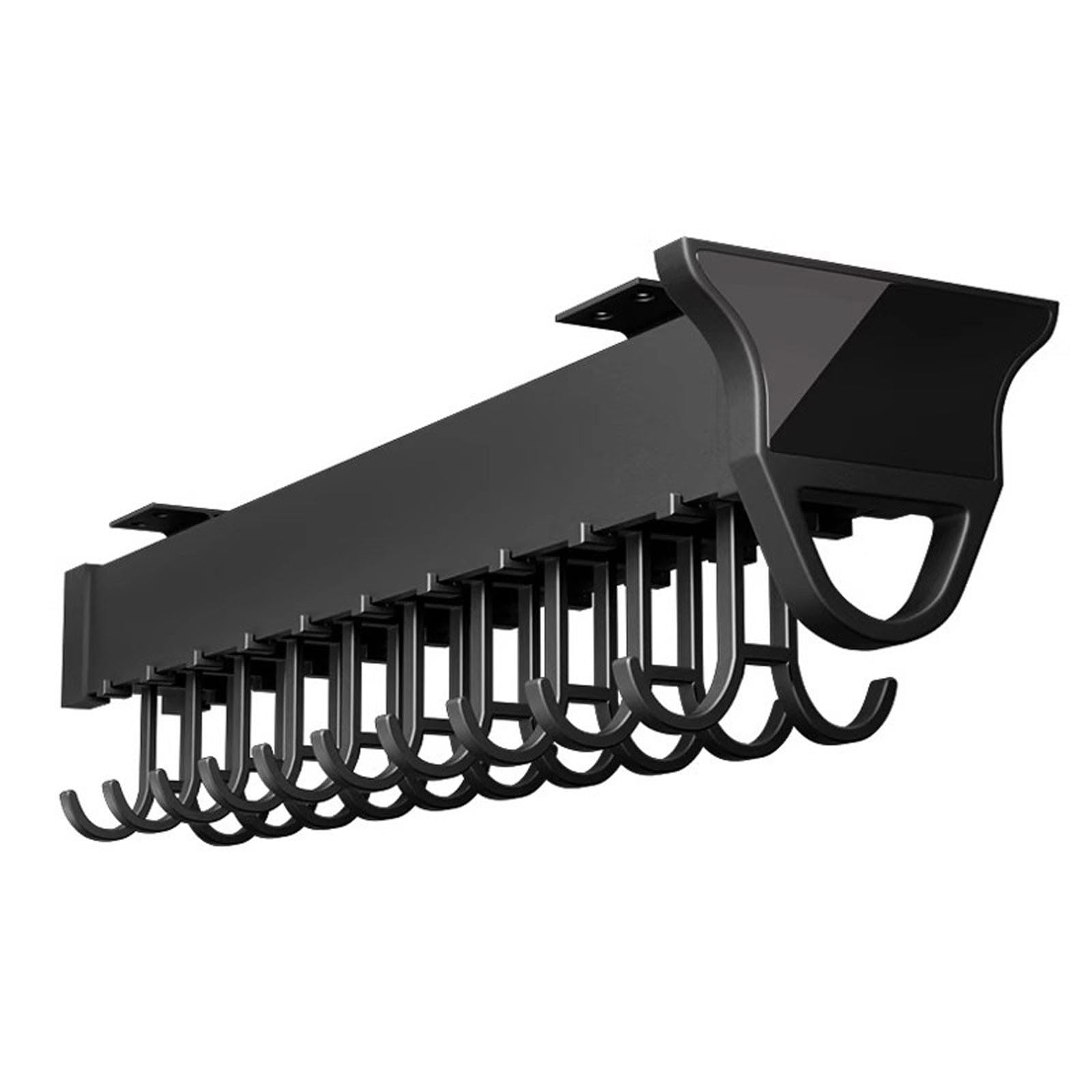 LHBM Pull-out Mop and Broom Holder with Sliding Hooks Slide Broom Closet Organizer Sliding Garage Storage Rack for Home Kitchen Wardrobe Closet Laundry Cupboard A,46CM