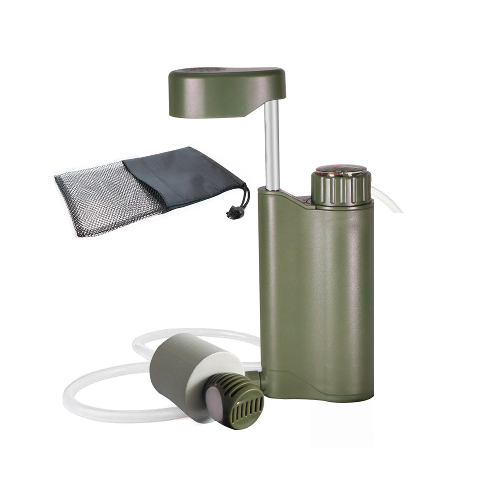 Filtro de agua con bomba manual portátil, purificador de agua | Supervivencia del agua de camping a 6 grados 0,01 ?m, d