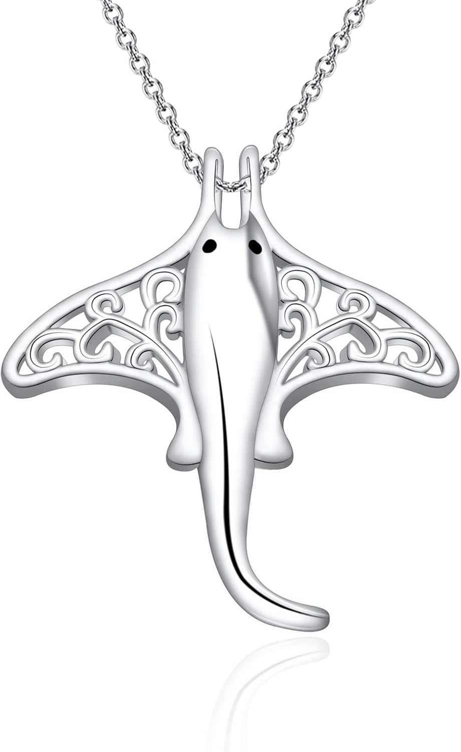FEELMEM Stingray Necklace Ocean Sea Animal Manta Ray Stingray Pendant Necklace Gift for Stingray Lovers Explorer Jewelry