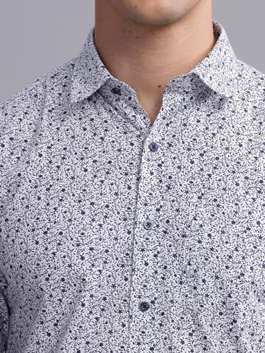 Image of MODERN ELEGANCE Men Slim Fit Navy Small Liberty Floral Printed Casual Shirt