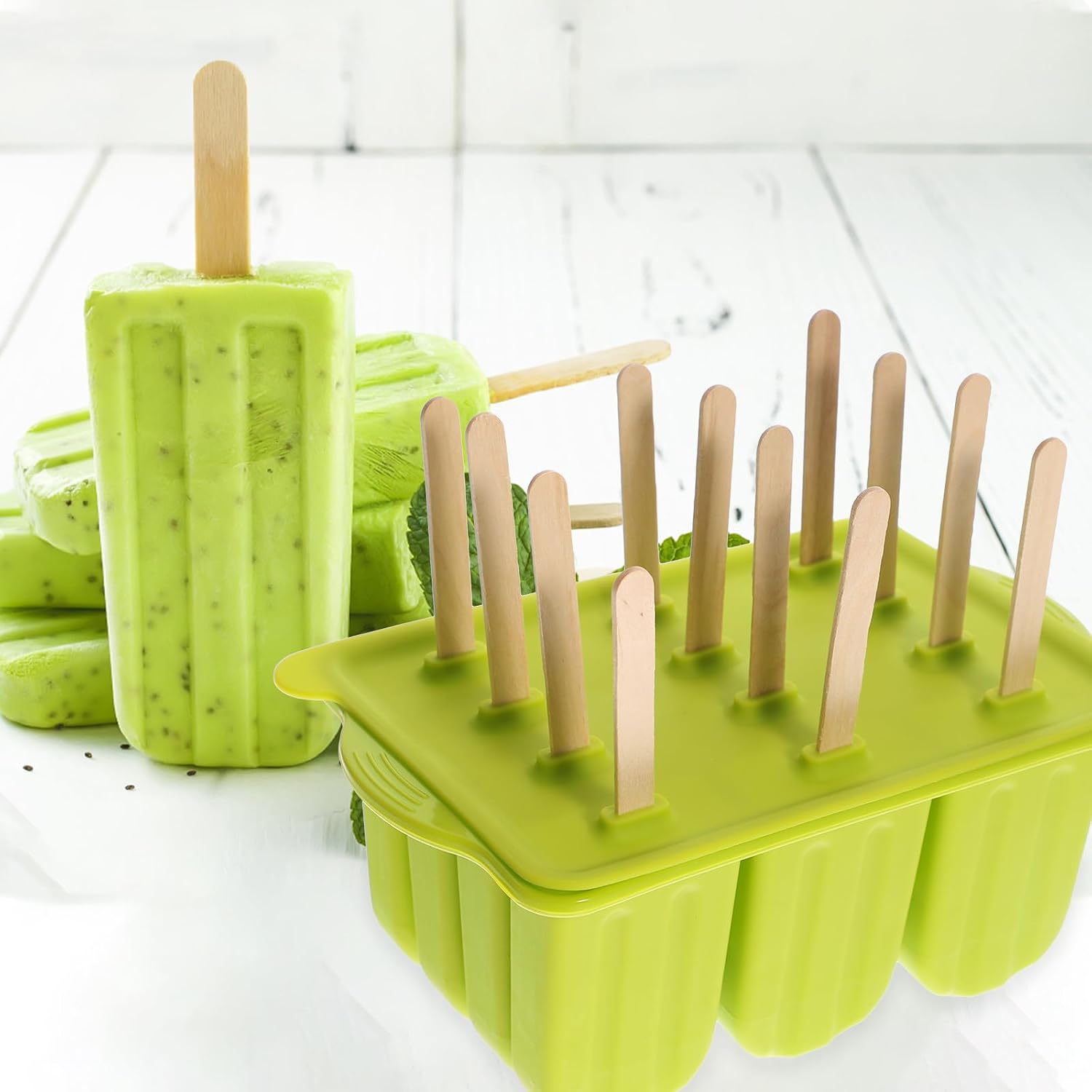 VALICLUD Silicone Ice Pop Molds Kit with Sticks and Reusable Bags for DIY Homemade Treat Maker Easy Demould Clean Healthy Snack Mold for Juice Yogurt and Puree
