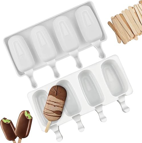 2 moldes de silicona para paletas de AtfArt reutilizables, de grado alimenticio, helados congelados, caramelos, postre y postre moldes de chocolate