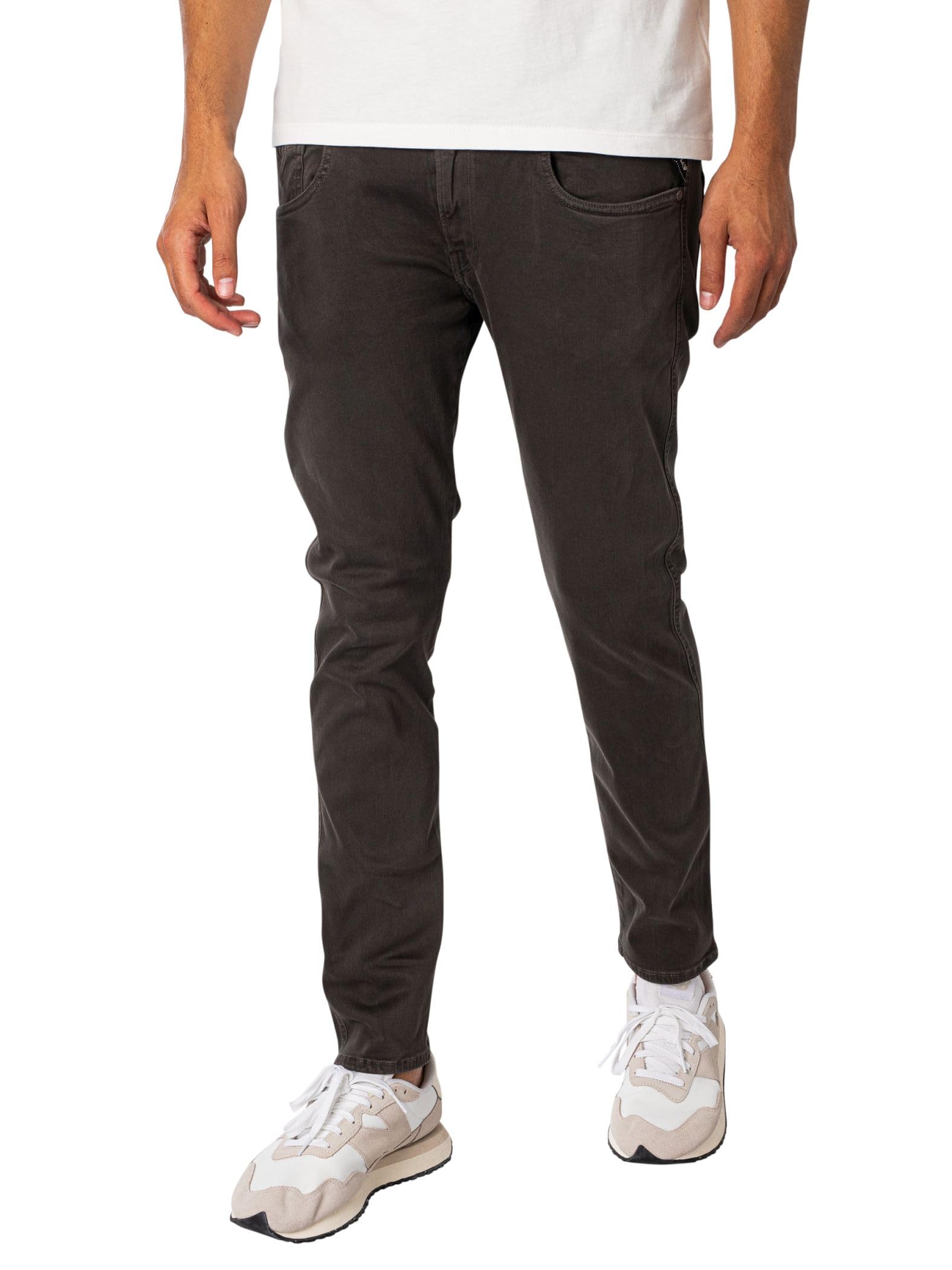 REPLAY Adult M914 Anbass Hyperflex Colour Xlite Jeans, Wood Grey 393, 36W / 34L