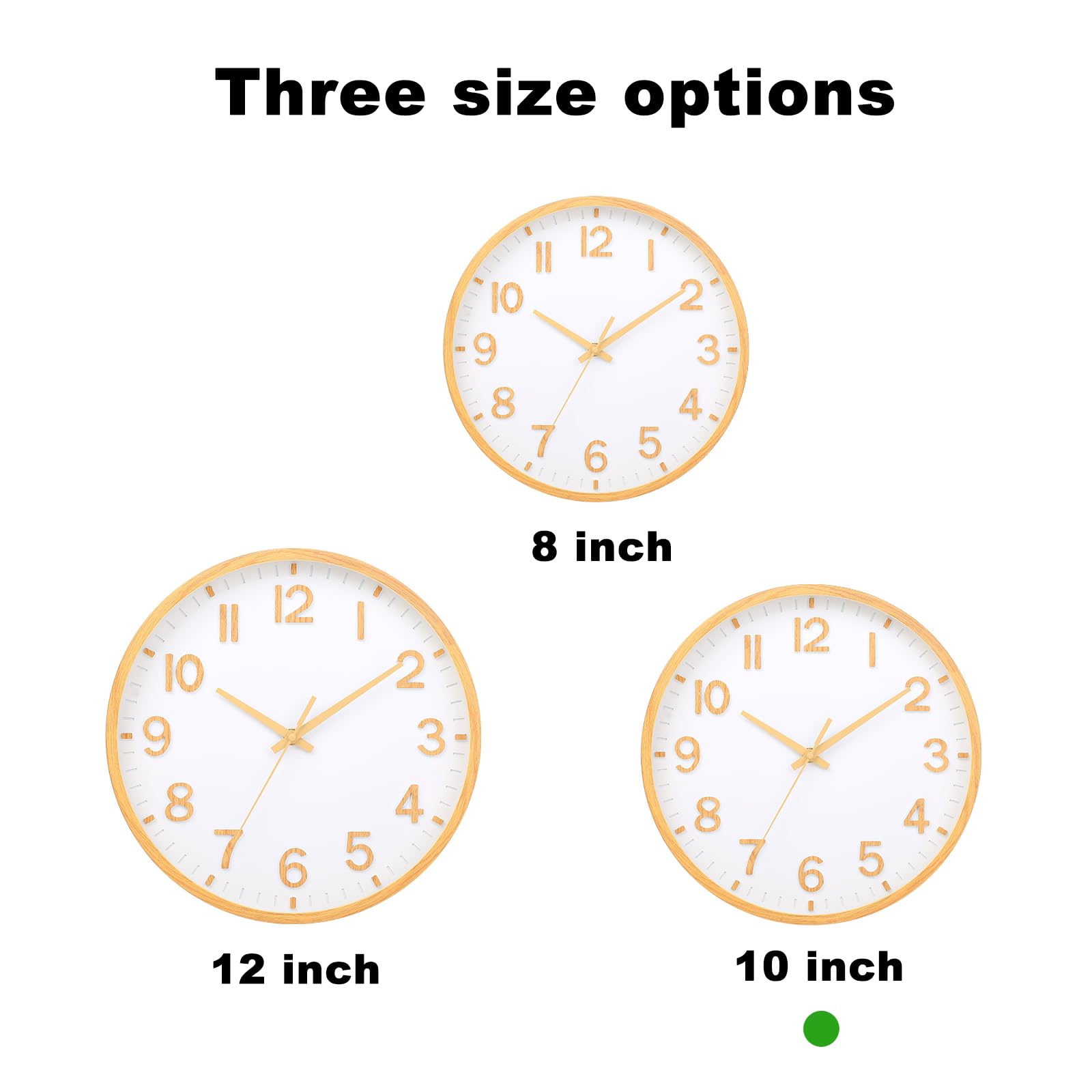 Moiubik Wall Clock 10 Inch Silent Quartz Non Ticking Modern Design Quality Clock Decorative Interior Living Room Kitchen Bedroom Office(Yellow Wood Grain) - Image 2