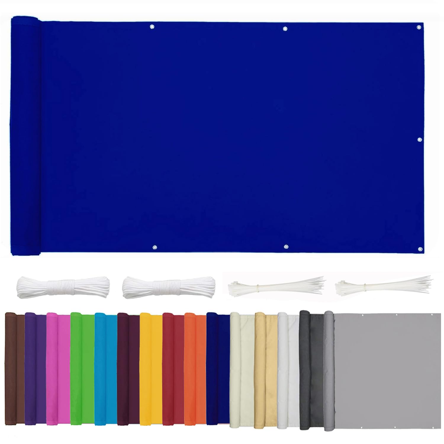 ZHhan Balcony Privacy Screen for Backyard Deck Patio Balcony Fence Porch Sun Shade PVC UV Protection Sun Wind 8 Days Delivered 15 Colors 352 Sizes 420D Royal blue — image 1