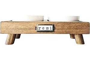 Personalized Rustic Farmhouse Pet Feeder | Small Dog Bowl Stand
